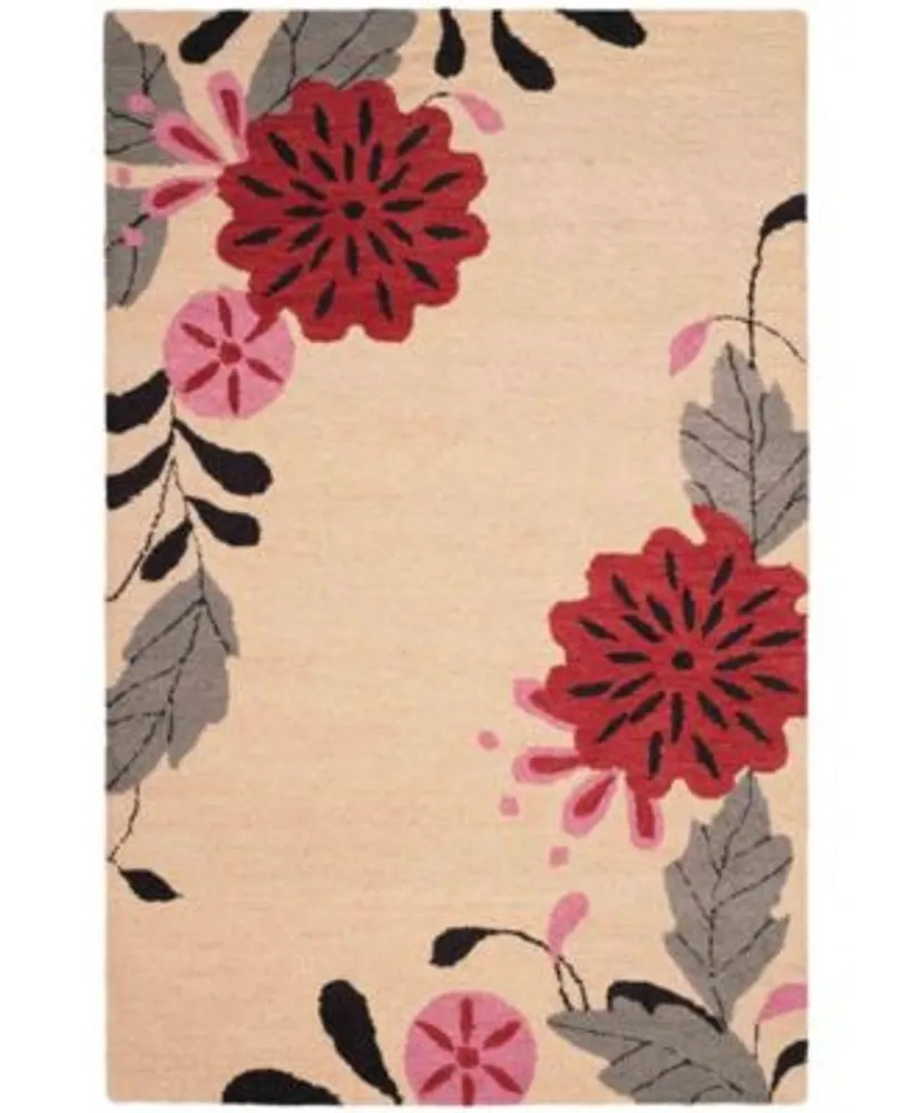 Martha Stewart Collection Picture Block Floral Msr4871a Ivory Rug