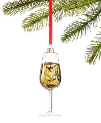 Holiday Lane Foodie Sequin Wine Glass Ornament, Created for Macy's