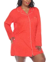 White Mark Plus Size Long Sleeve Nightgown