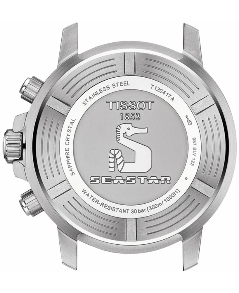 Tissot Men's Swiss Chronograph Seastar 1000 Black Silicone Strap Watch 45.5mm