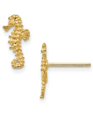 Seahorse Stud Earrings in 14k Gold
