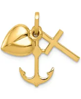 Heart, Cross & Anchor Charm Pendant in 14k Gold