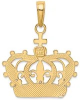 Sovereign Crown Charm Pendant in 14k Gold & White Rhodium Plated