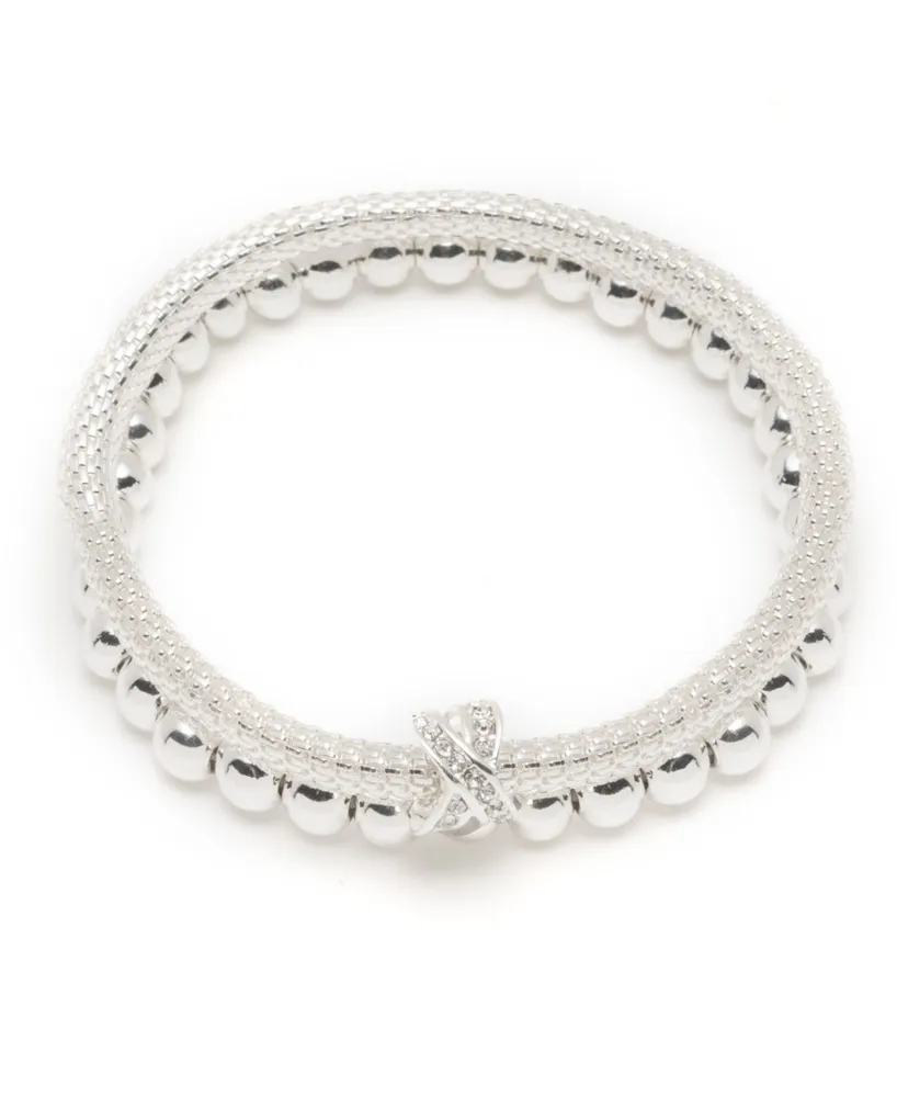 Nine West Boxed Two Row Stretch Bracelet - Silver