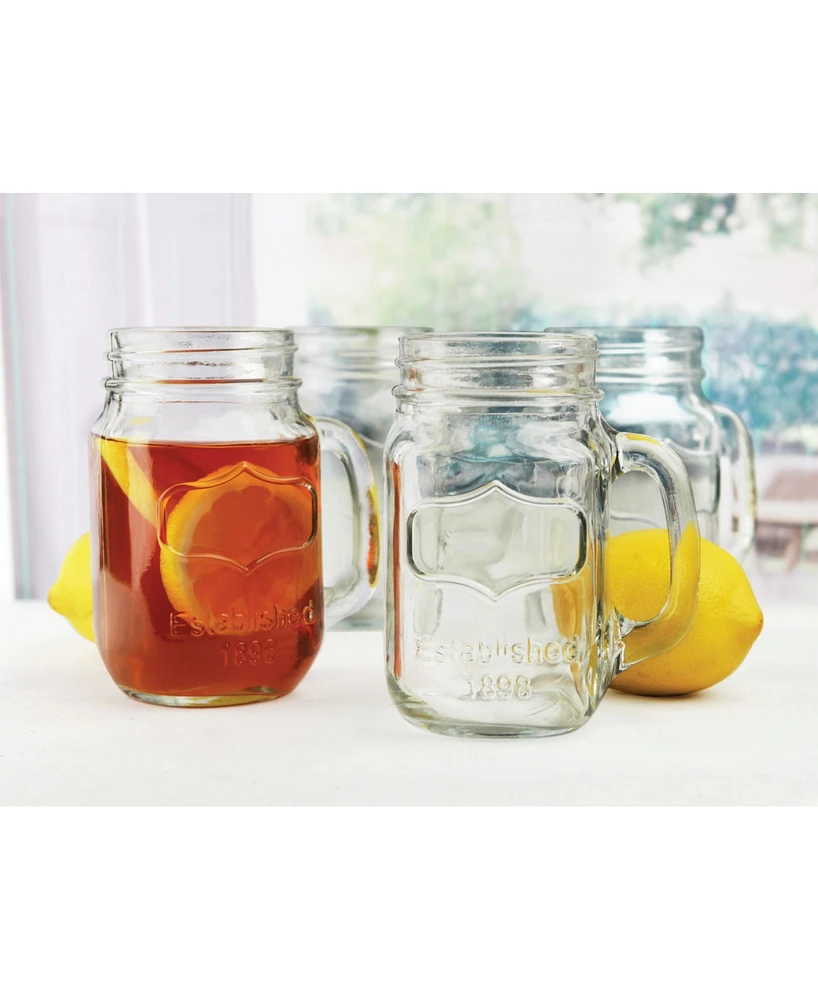 Circle Glass Yorkshire Mason Jar Mugs, Set of 4