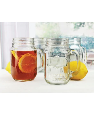 Circle Glass Yorkshire Mason Jar Mugs, Set of 4