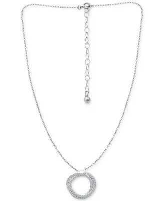 Giani Bernini Cubic Zirconia Twisted Circle 16" Pendant Necklace, Created for Macy's