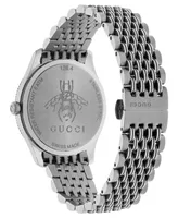 Gucci Women's Swiss G-Timeless Slim Stainless Steel Bracelet Watch 36mm