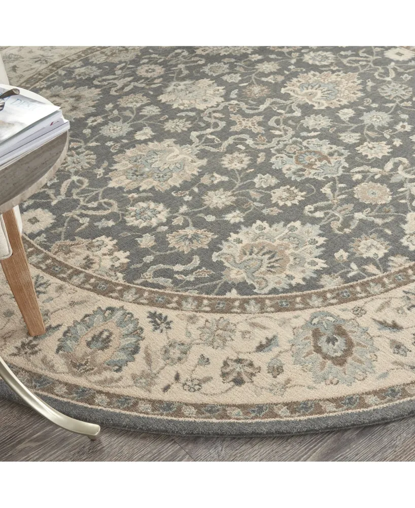 Nourison Home Living Treasures LI16 Gray and Ivory 7'10" Round Rug