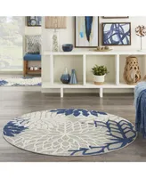 Nourison Home Aloha ALH05 Ivory and Navy 4' Round Rug