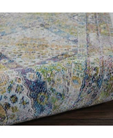 Nourison Home Ankara Global ANR07 Blue and Green 2'4" x 8' Runner Rug