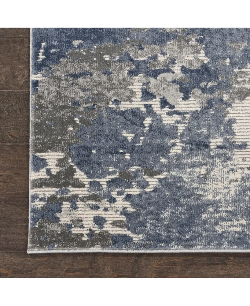 Nourison Home Rustic Textures RUS08 Gray and Blue 7'10" x 10'6" Area Rug