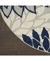 Nourison Home Aloha ALH05 Ivory and Navy 5'3" Round Rug