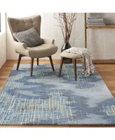 Nourison Home Symmetry SMM08 Blue and Beige 3'9" x 5'9" Area Rug