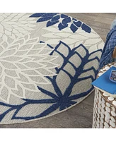 Nourison Home Aloha ALH05 Ivory and Navy 5'3" Round Rug