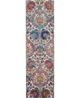 Nourison Home Ankara Global ANR06 Ivory and Blue 2' x 6' Runner Rug