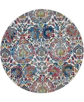 Nourison Home Ankara Global ANR06 Ivory and Blue 6' Round Rug