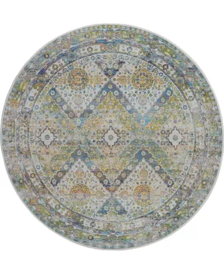 Nourison Home Ankara Global ANR07 Blue and Green 4' Round Rug