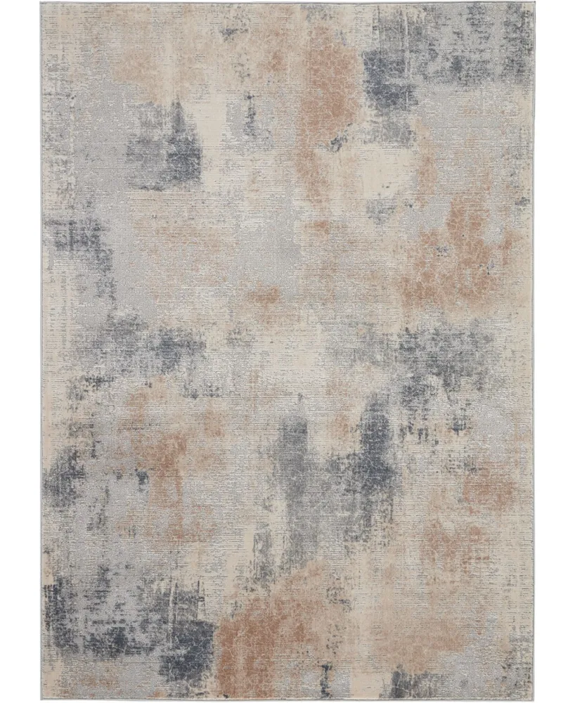 Nourison Home Rustic Textures RUS02 Beige and Gray 5'3" x 7'3" Area Rug