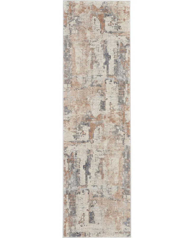 Nourison Home Rustic Textures RUS06 Beige and Gray 2'2" x 7'6" Runner Rug