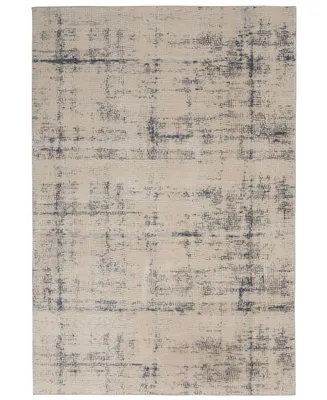 Nourison Home Rustic Textures RUS06 Ivory and Blue 5'3" x 7'3" Area Rug
