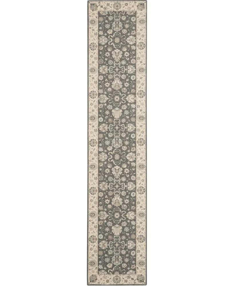 Nourison Home Living Treasures LI16 Gray and Ivory 2'6" x 12' Runner Rug