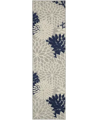 Nourison Home Aloha ALH05 Ivory and Navy 2' x 6' Runner Rug