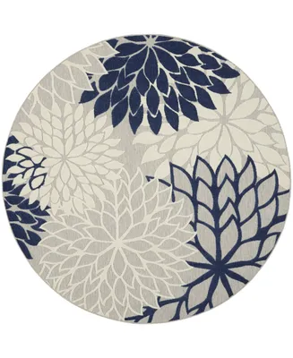 Nourison Home Aloha ALH05 Ivory and Navy 7'10" Round Rug