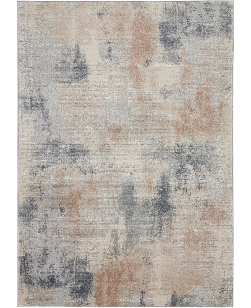 Nourison Home Rustic Textures RUS02 Beige and Gray 3'11" x 5'11" Area Rug