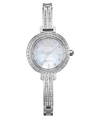 Citizen Eco-Drive Women's Stainless Steel & Crystal Bangle Bracelet Watch 25mm