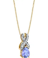 Tanzanite (3/4 ct. t.w.) & Diamond (1/10 ct. t.w.) 18" Pendant Necklace in 14k Gold