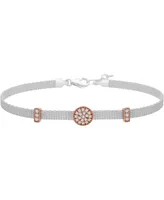 Cubic Zirconia Mini-Cluster Mesh Link Bracelet in Sterling Silver & Rose Gold-Plate