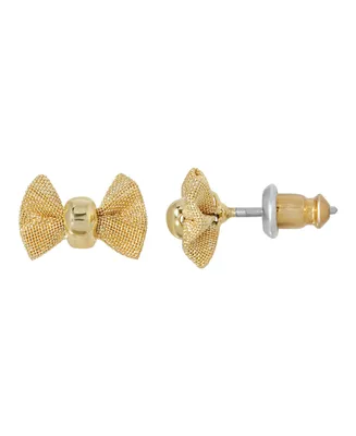 2028 Gold-Tone Small Bow Stud Earring