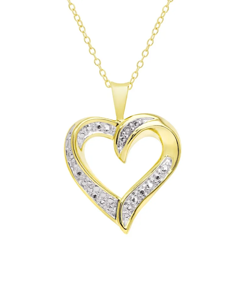 Macy's Diamond Accent Gold-plated Open Heart Pendant Necklace