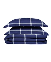 Truly Soft Printed Windowpane 3 Piece Duvet Cover Set, King