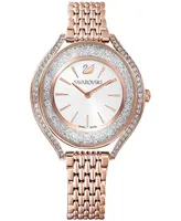 Swarovski Women's Swiss Crystalline Aura Rose Gold-Tone Stainless Steel Pvd Bracelet Watch 35mm