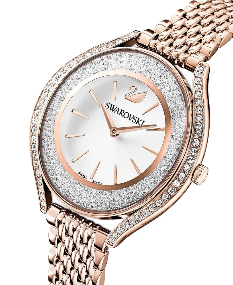 Swarovski Women's Swiss Crystalline Aura Rose Gold-Tone Stainless Steel Pvd Bracelet Watch 35mm