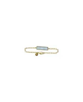 Roberta Sher Designs Bezel Set Topaz Bar Bracelet with 14K Gold Fill Chain - Gold