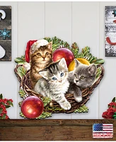 Designocracy by Dona Gelsinger Christmas Kittens Wall and Door Hanger