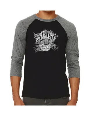 La Pop Art Cat Face Men's Raglan Word T-shirt