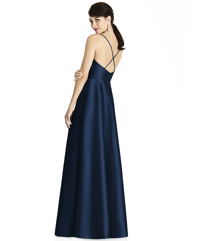 Alfred Sung Crisscross Satin Gown
