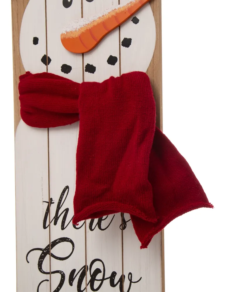 Glitzhome Wooden Christmas Snowman Porch Sign