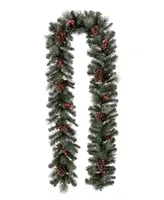 Glitzhome Pre-Lit Glittered Pine Cone Christmas Garland, with Warm Led Light