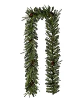 Glitzhome 9'L Pre-Lit Greenery Pine Cone Christmas Garland with Warm White Led Light