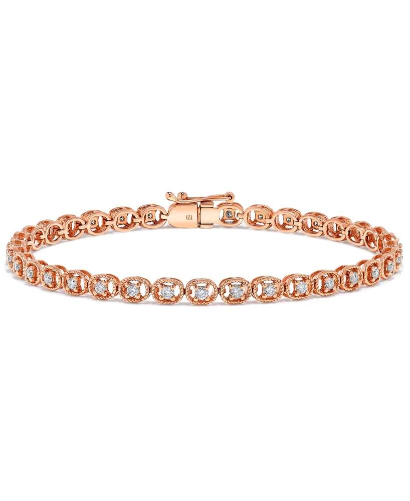 Diamond Rope-Framed Tennis Bracelet (1 ct. t.w.) in 14k Rose Gold