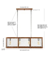 Jonathan Y Gaines Linear 4-Light Adjustable Rustic Industrial Led Pendant