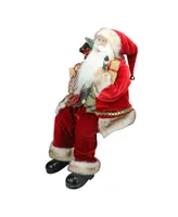 Northlight Chic Sitting Santa Claus Christmas Figure with Gift Bag and Presents