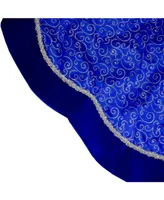 Northlight Royal and Swirl Christmas Tree Skirt with Scalloped Trim