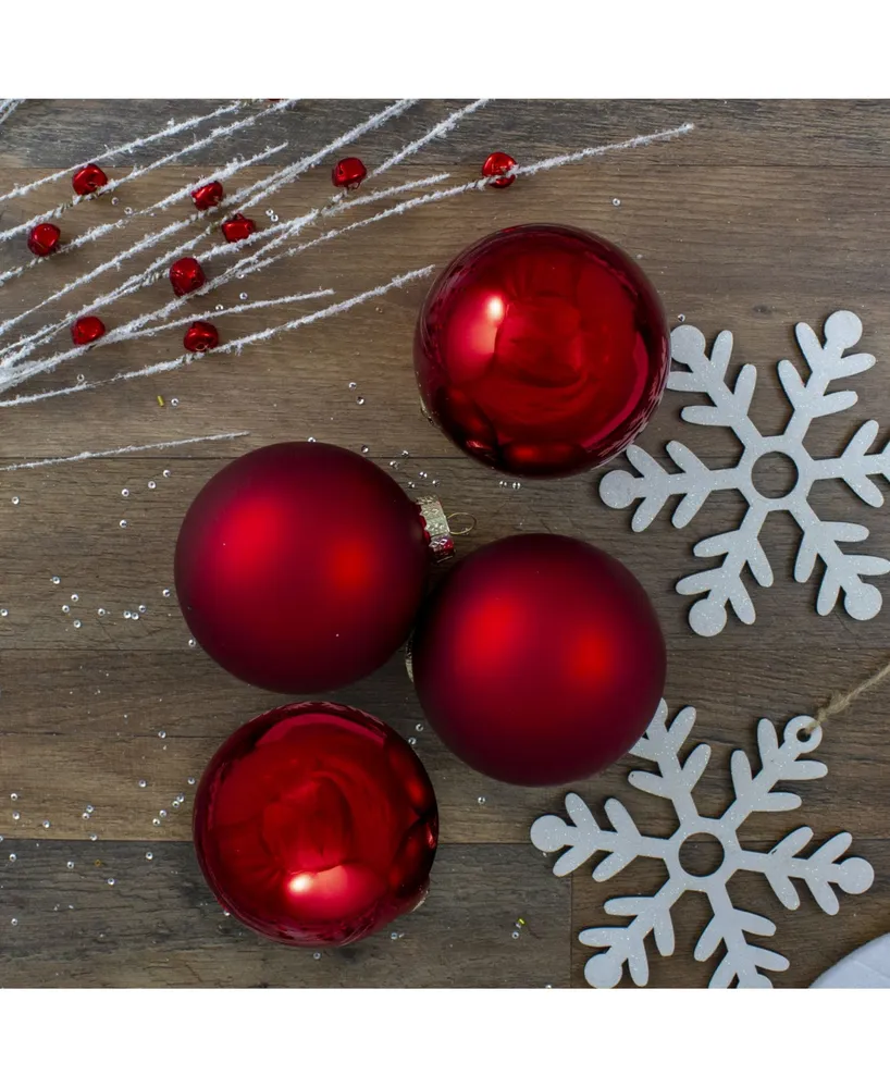 Northlight Shiny and Matte Glass Ball Christmas Ornaments