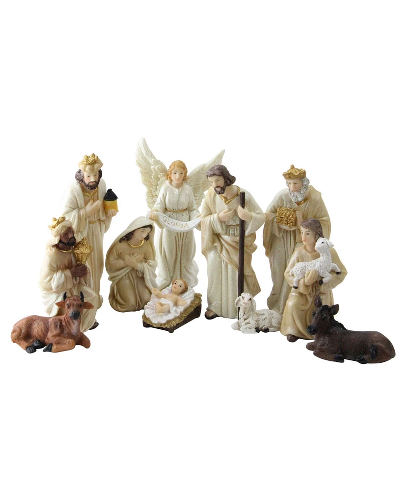 Northlight Glitte Ivory and Cream Christmas Nativity Figure Set